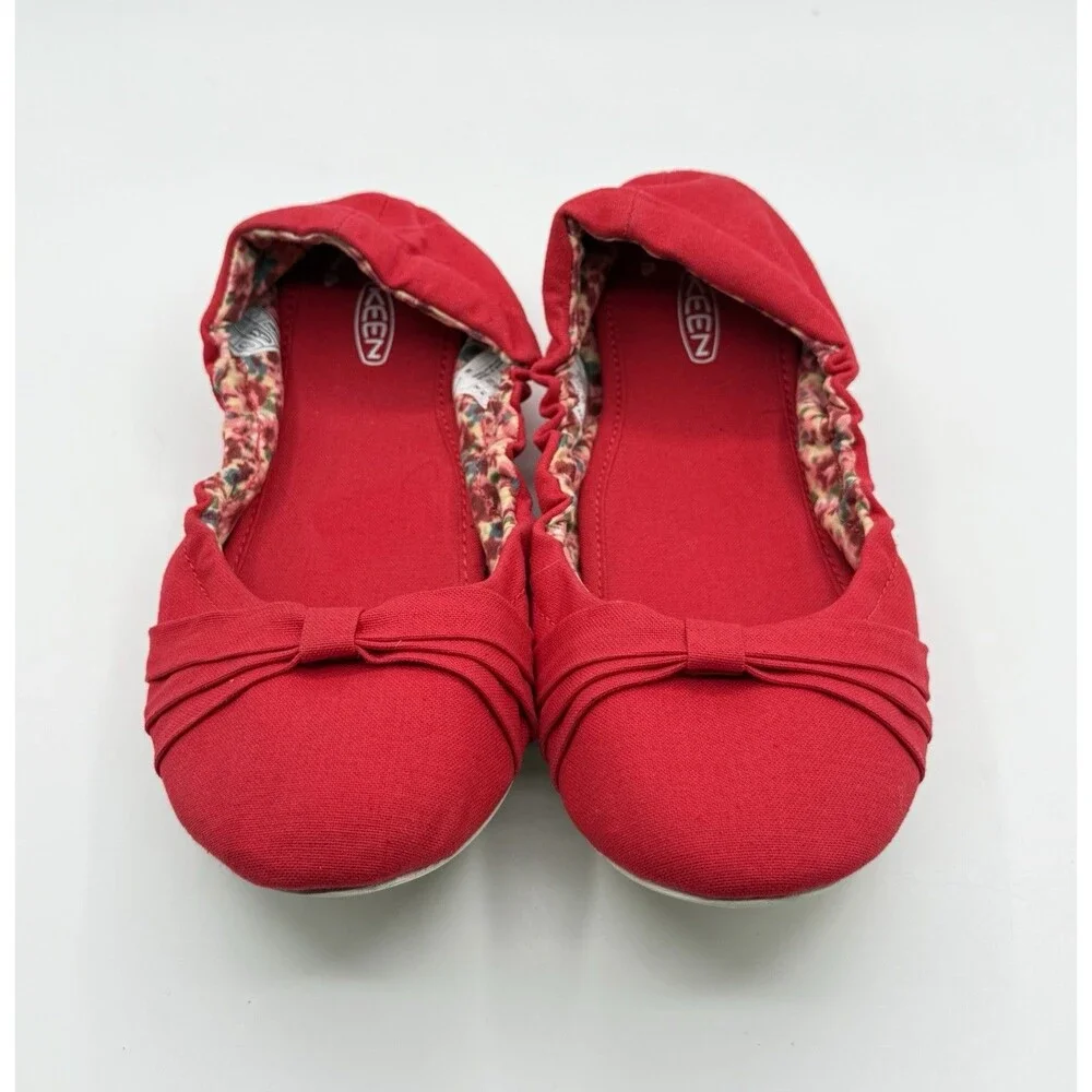 KEEN‎ Women’s 9 Cortona Ballet Bow Canvas Casual Flats Red Shoes Comfort